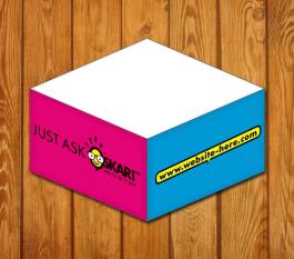 2.75 x 2.75 x 1.375 Custom Imprinted Adhesive Note Cubes 4 Colors, 2 Designs
